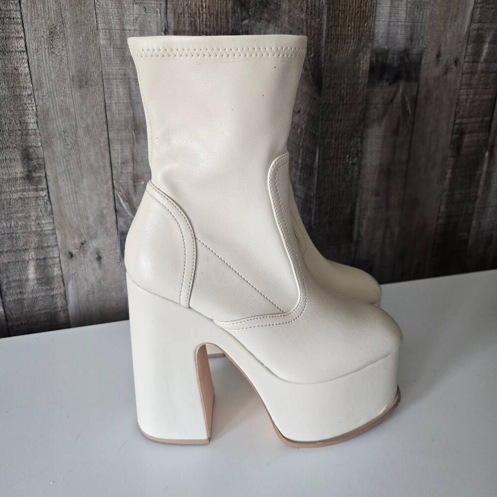 Mixx Shuz Cream High Heel Platform Gogo Boots 10 Stripper Dancer Cosplay Costume